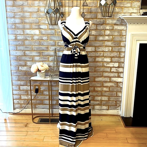 Motherhood Striped Sleeveless V-Neck Maxi Dress, Women’s Size Lrg ⭐️HP WINNER ⭐️ - Picture 6 of 10